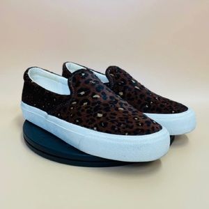 Madewell Slip On Sidewalk Leopard Print Calf Hair Sneakers